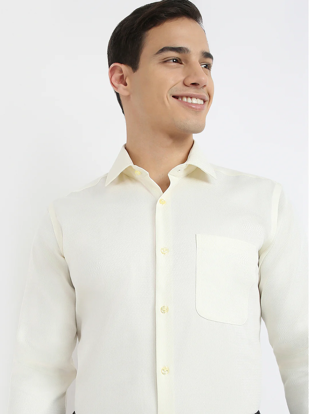 Raymond Men Yellow Structure Contemporary Fit Cotton Formal Shirt - Image 6