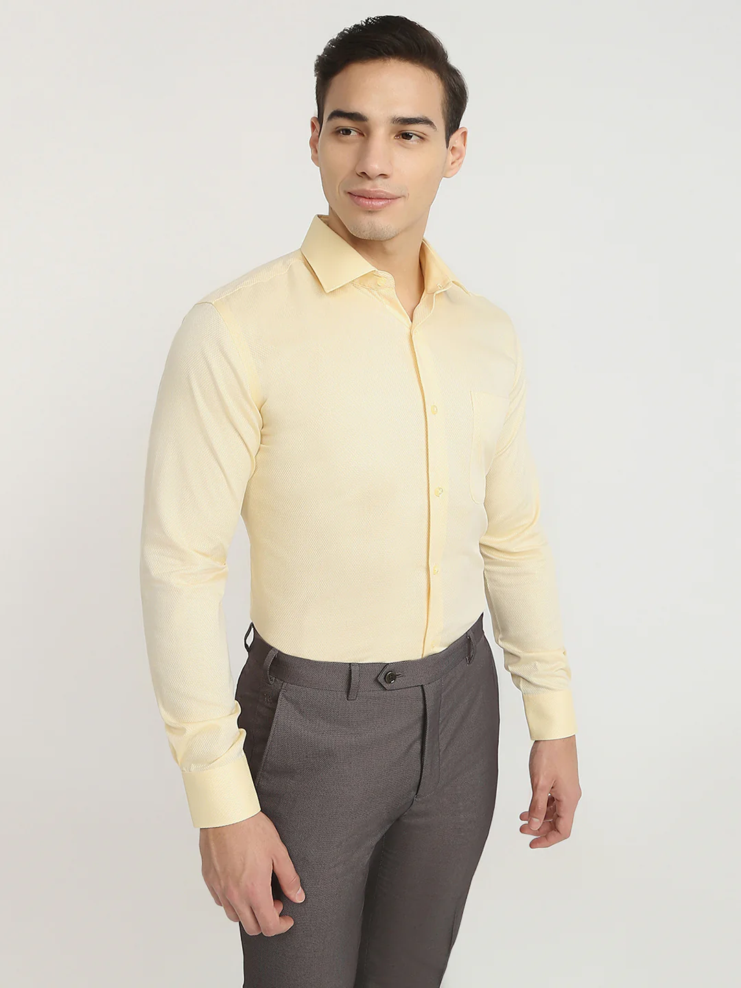 Raymond Men Yellow Structure Contemporary Fit Cotton Formal Shirt - Image 2
