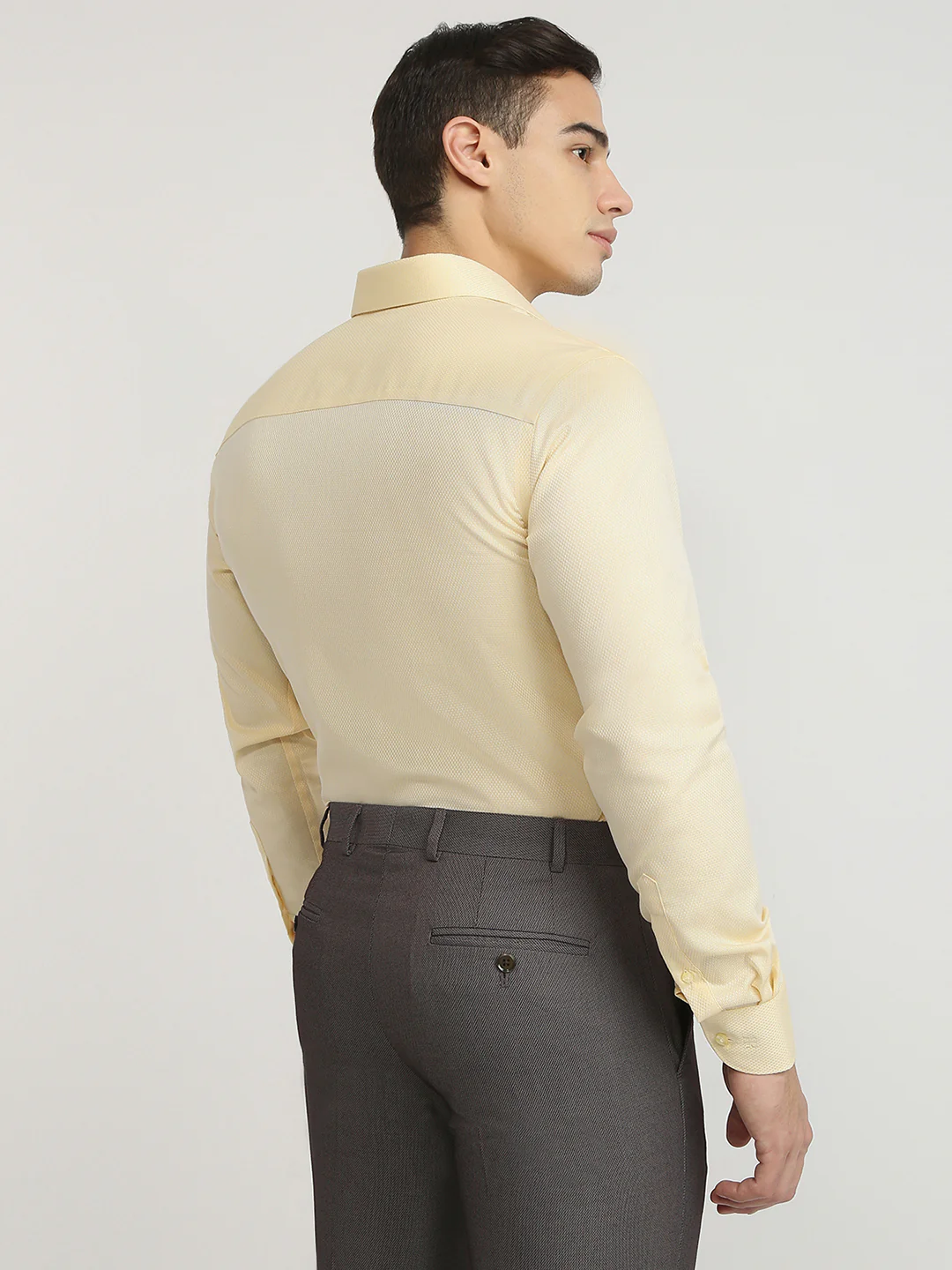 Raymond Men Yellow Structure Contemporary Fit Cotton Formal Shirt - Image 4