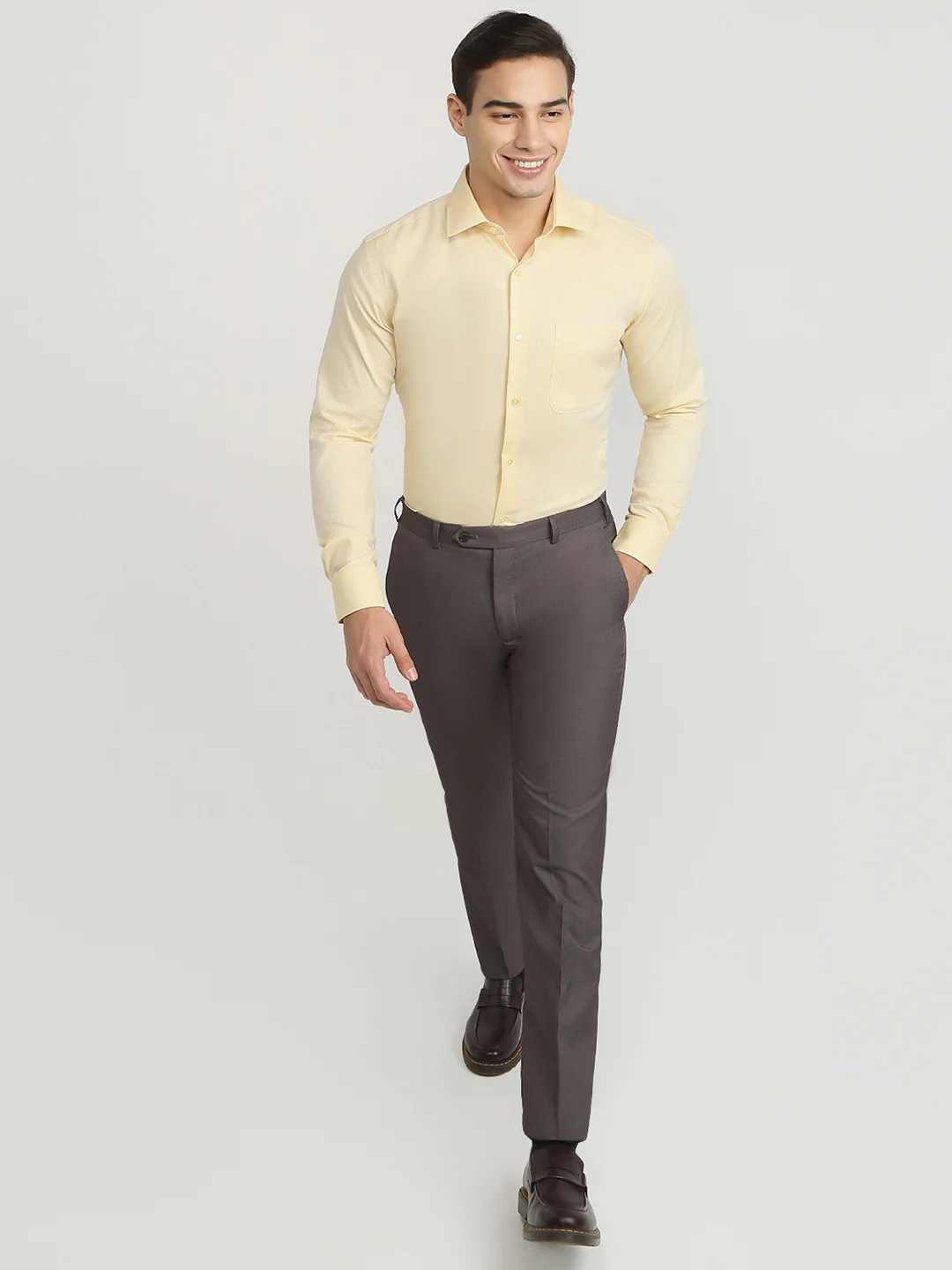 Raymond Men Yellow Structure Contemporary Fit Cotton Formal Shirt - Image 5