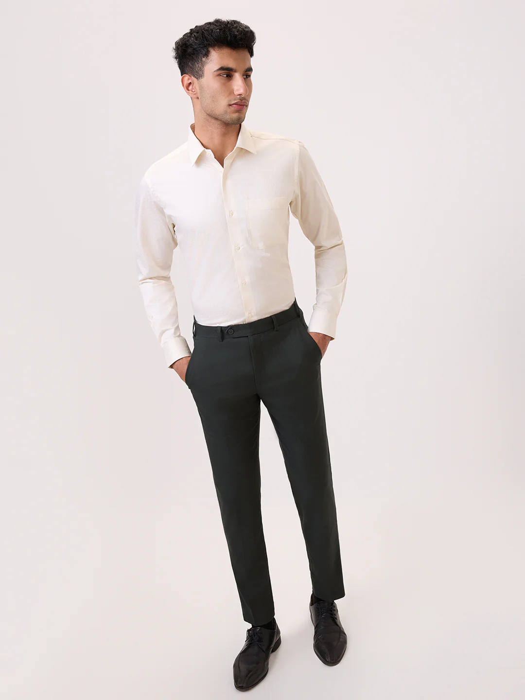 Raymond Men Yellow Structure Contemporary Fit Cotton Formal Shirt - Image 6