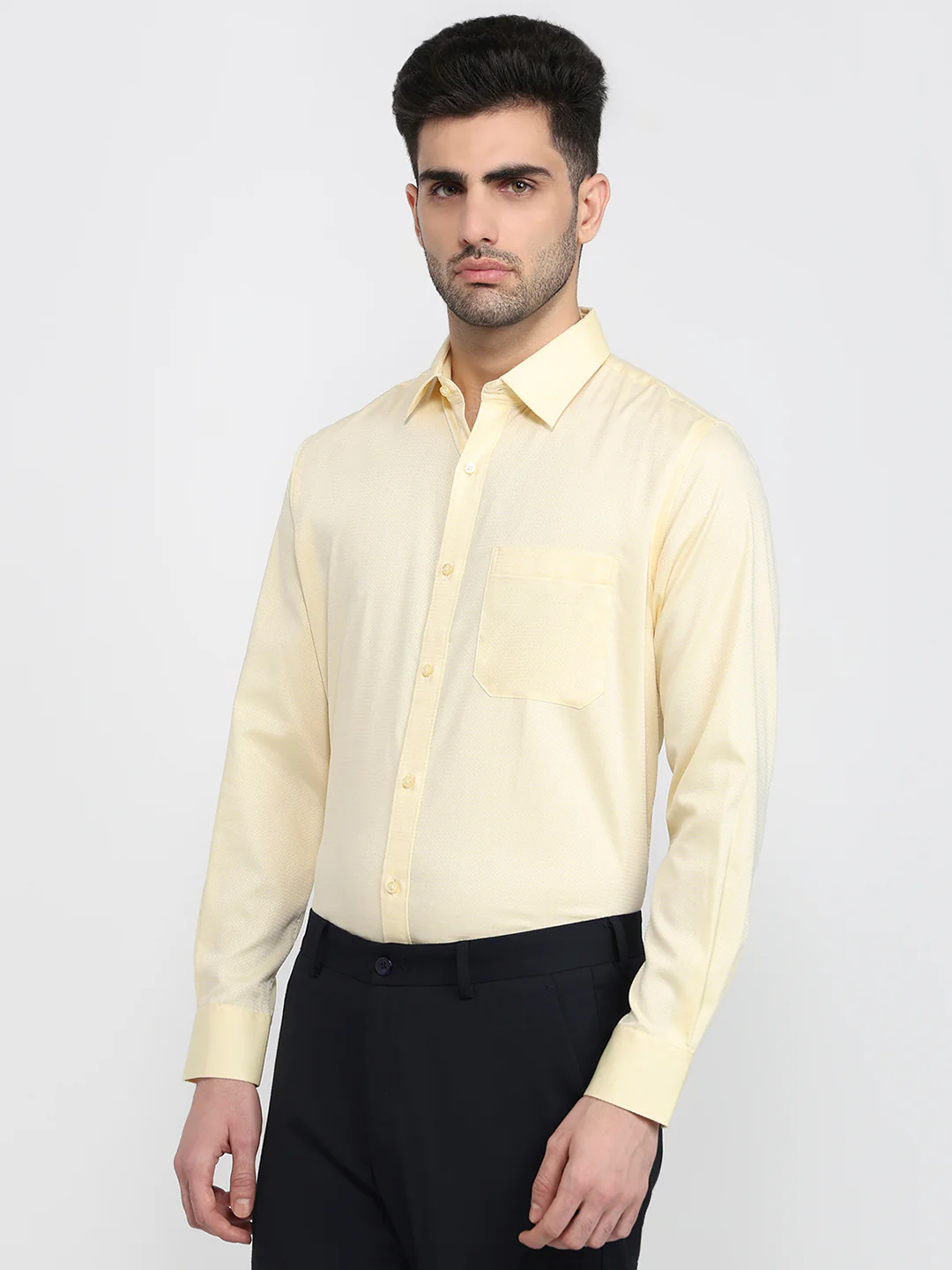 Raymond Men Yellow Structure Contemporary Fit Cotton Shirt - Image 2