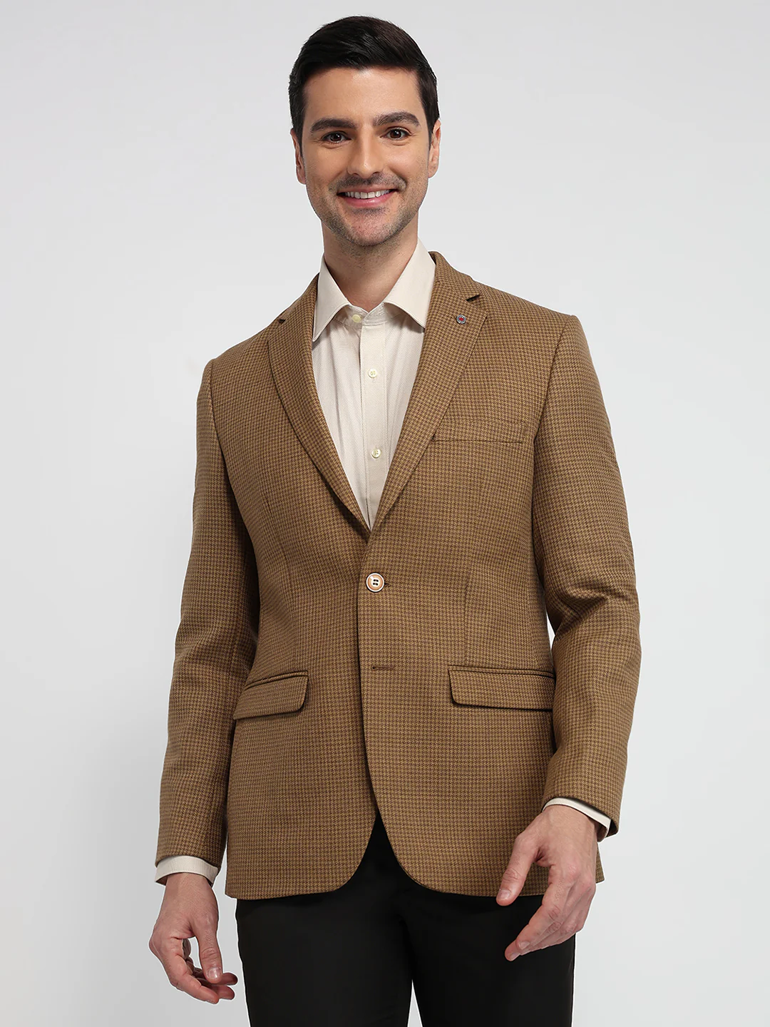 Raymond Men Yellow Structure Contemporary Fit Polyester Blend Blazer