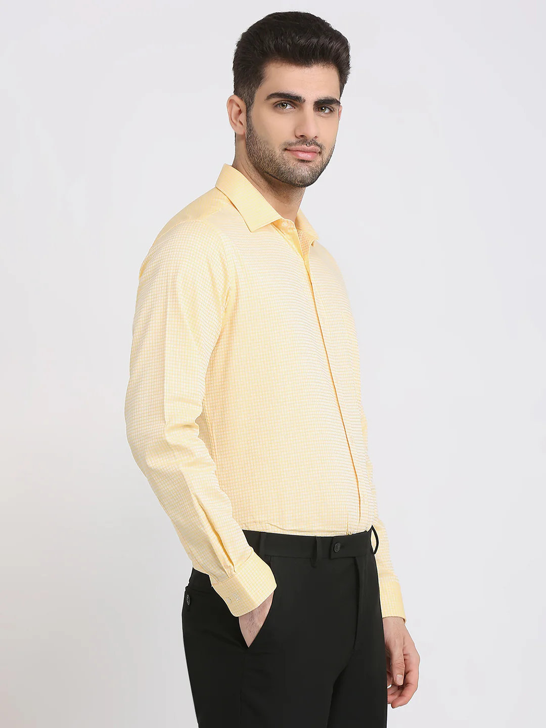 Raymond Men Yellow Structure Slim Fit Cotton Formal Shirt - Image 2