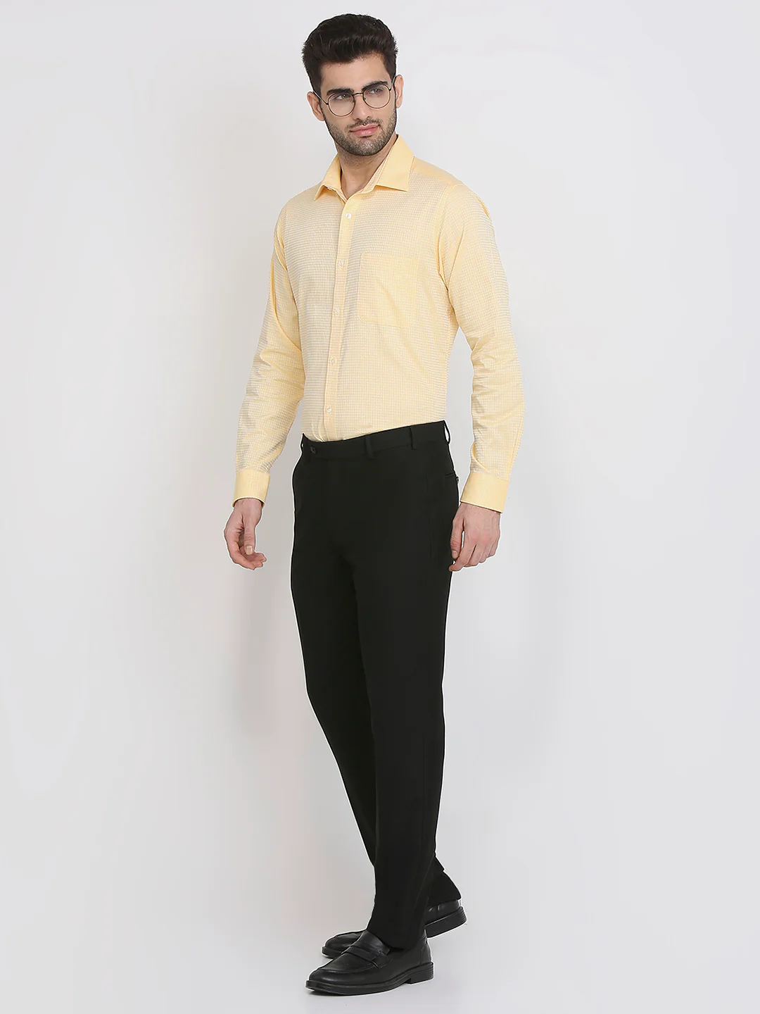 Raymond Men Yellow Structure Slim Fit Cotton Formal Shirt - Image 5