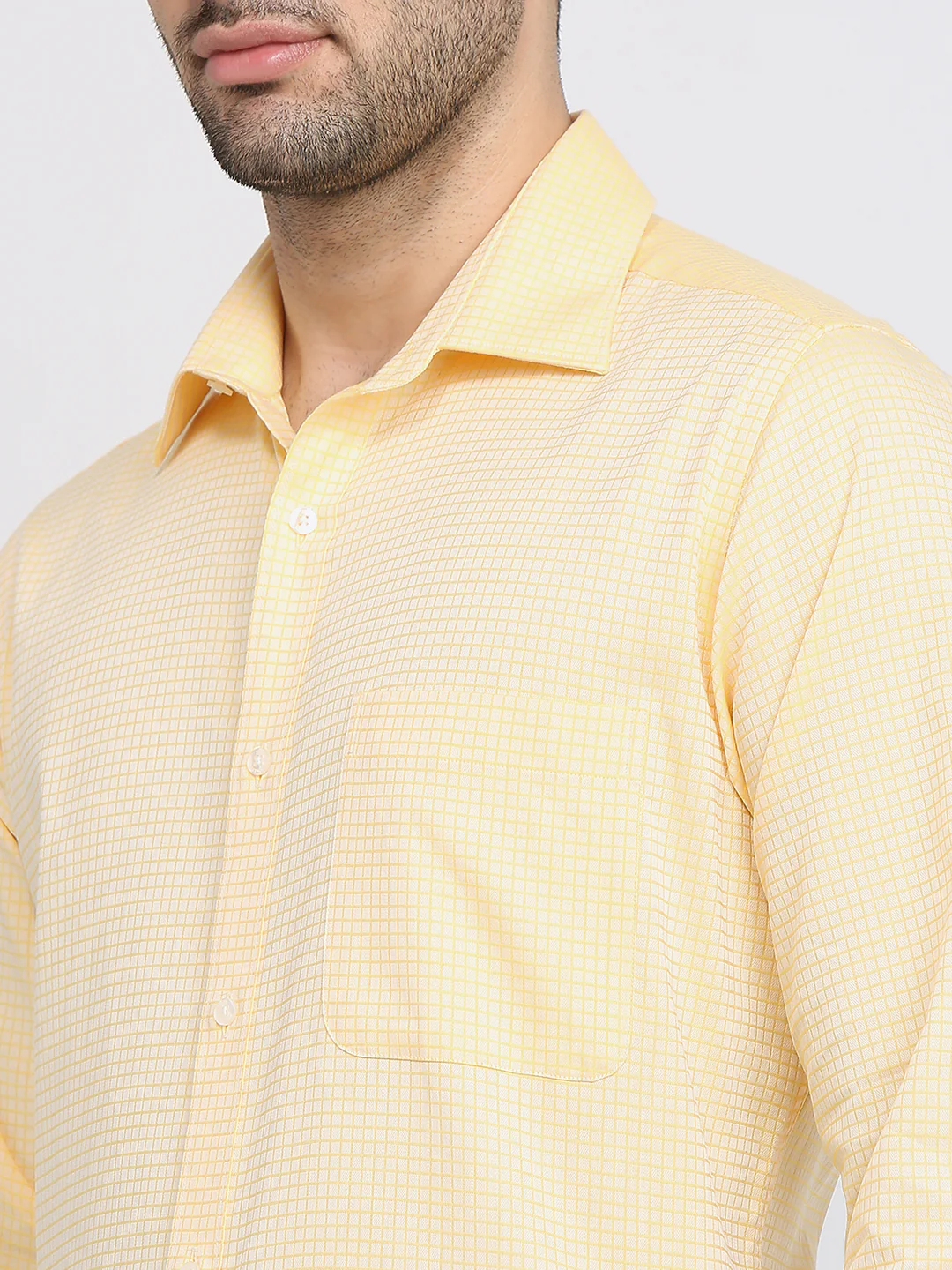 Raymond Men Yellow Structure Slim Fit Cotton Formal Shirt - Image 6