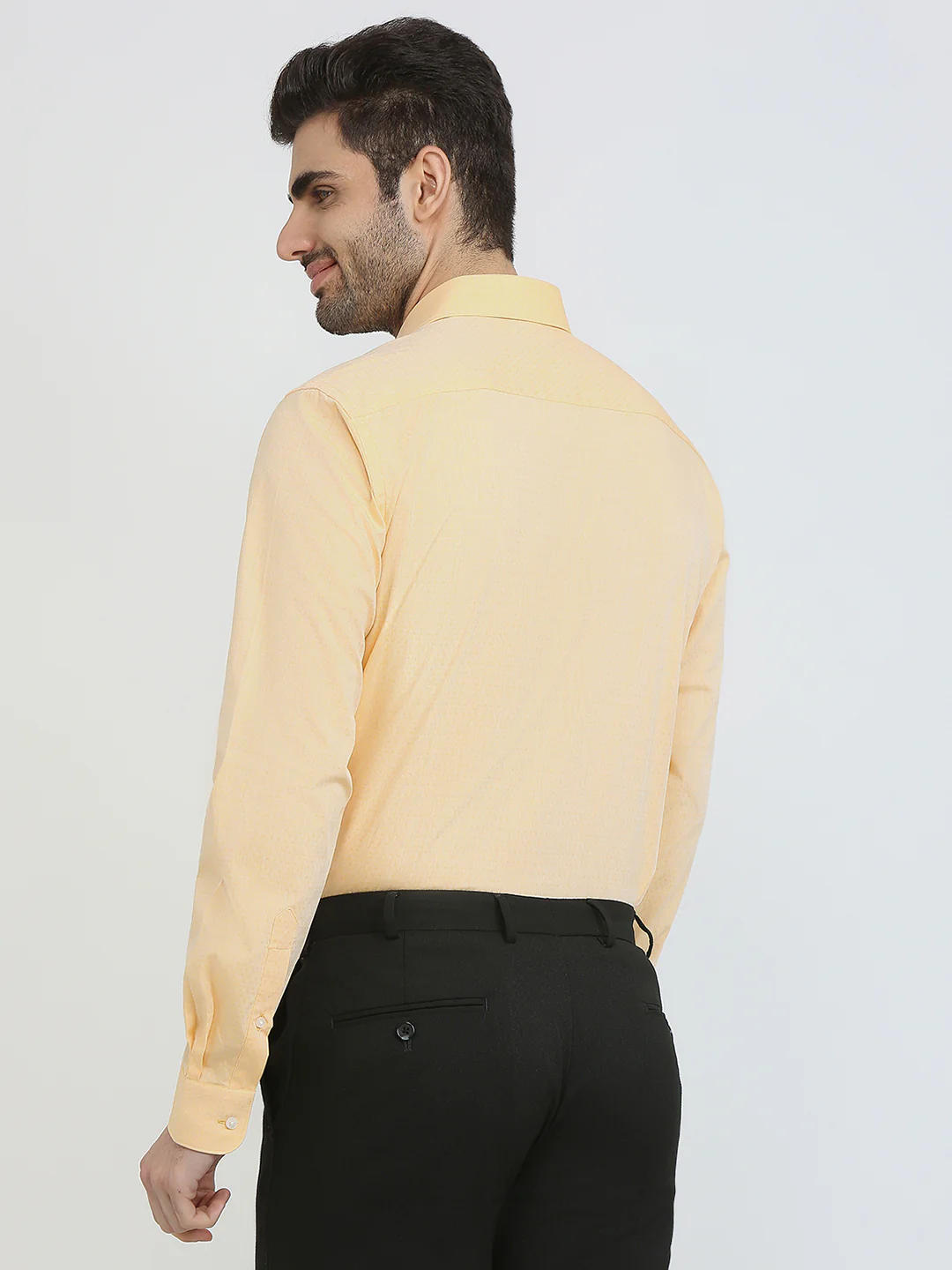 Raymond Men Yellow Structure Slim Fit Cotton Formal Shirt - Image 4