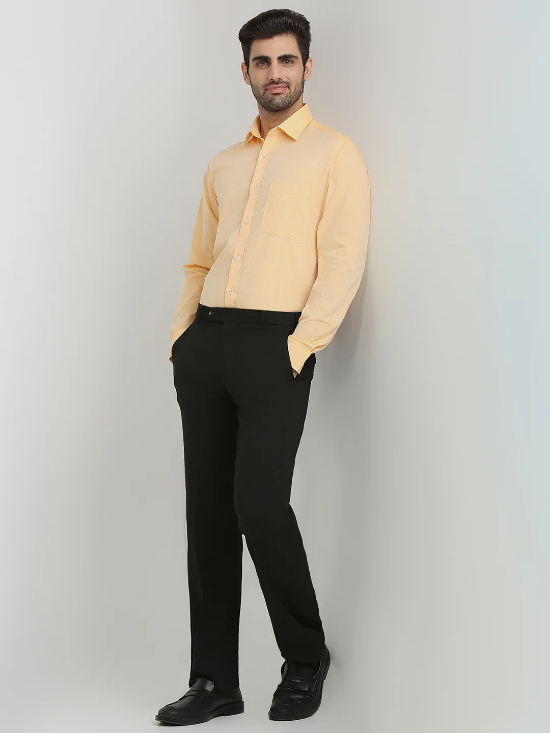 Raymond Men Yellow Structure Slim Fit Cotton Formal Shirt - Image 5