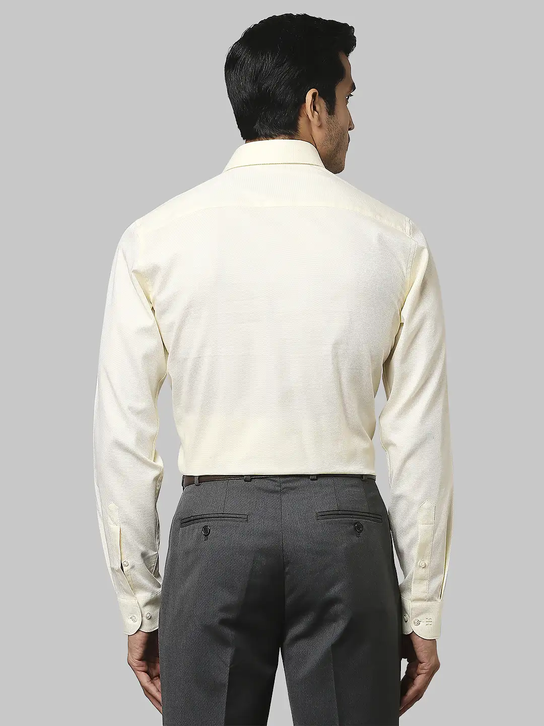 Raymond Men Yellow Structure Slim Fit Cotton Half Sleeve Shirts - Image 4