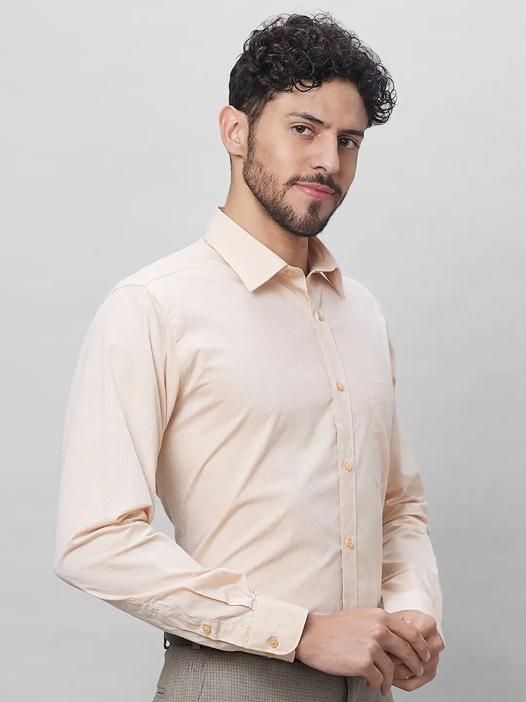 Raymond Men Yellow Structure Slim Fit Cotton Shirts - Image 2