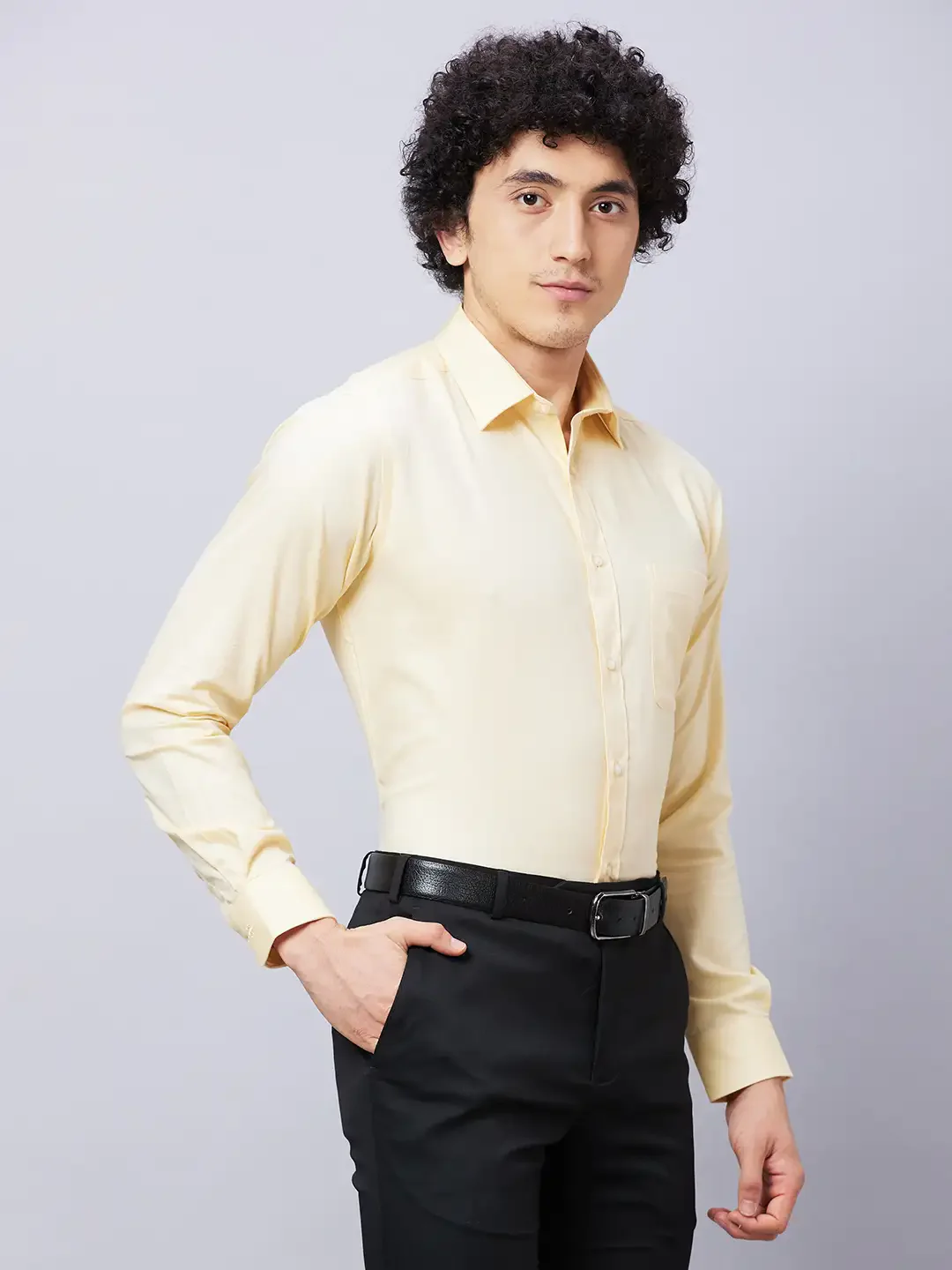 Raymond Men Yellow Structure Slim Fit Cotton Shirts - Image 2