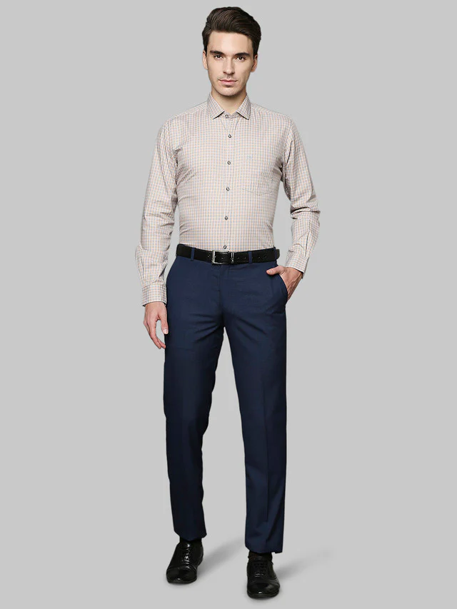 Raymond Orange Checks Contemporary Fit Cotton Casual Shirt - Image 5