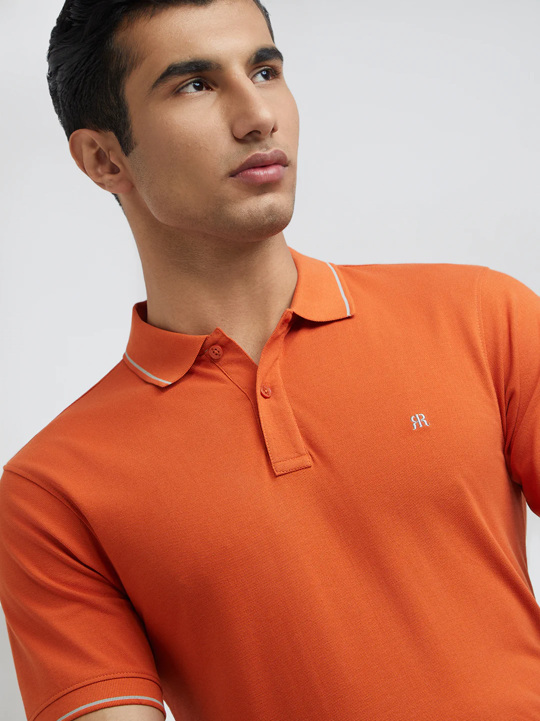 Raymond Orange Solid Modern Fit Half Sleeve Cotton T-Shirt - Image 7