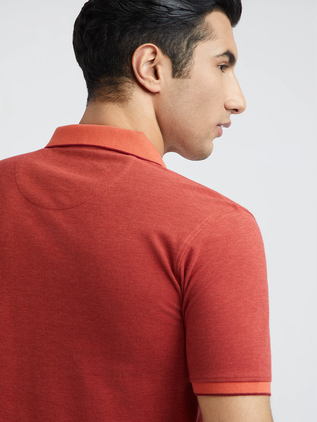 Raymond Orange Solid Modern Fit Half Sleeve Cotton T-Shirt - Image 7