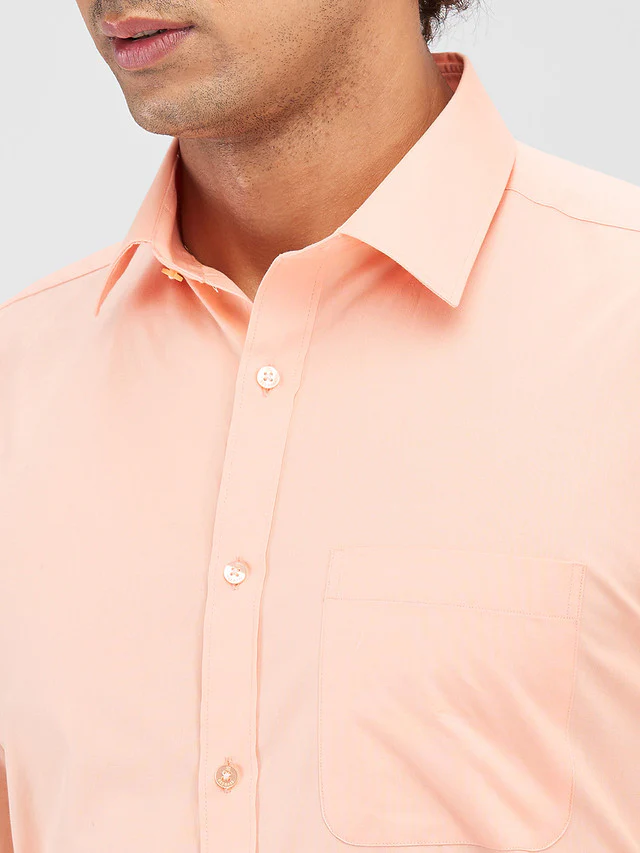 Raymond Orange Solid Slim Fit Cotton Formal Shirt - Image 6