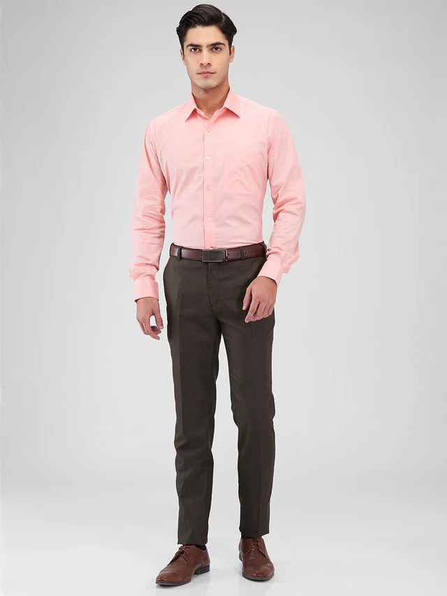Raymond Orange Solid Slim Fit Cotton Formal Shirt - Image 6