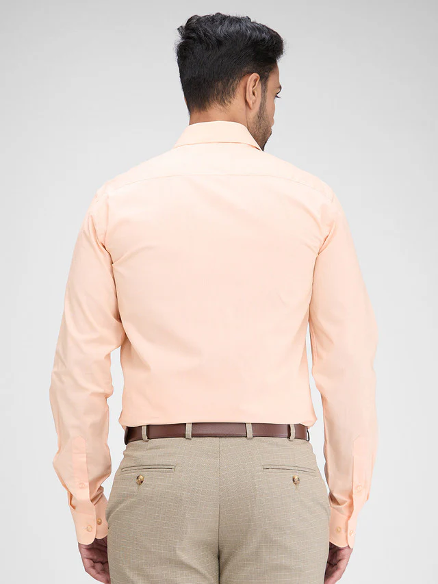 Raymond Orange Solid Slim Fit Full Sleeve Cotton Shirt - Image 4