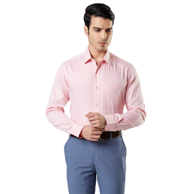 Raymond Orange Structure Contemporary Fit Full Sleeve Cotton Shirt