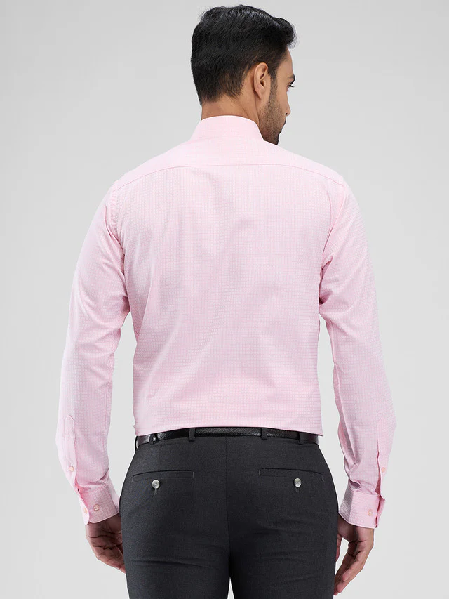 Raymond Pink Checks Slim Fit Cotton Formal Shirt - Image 4