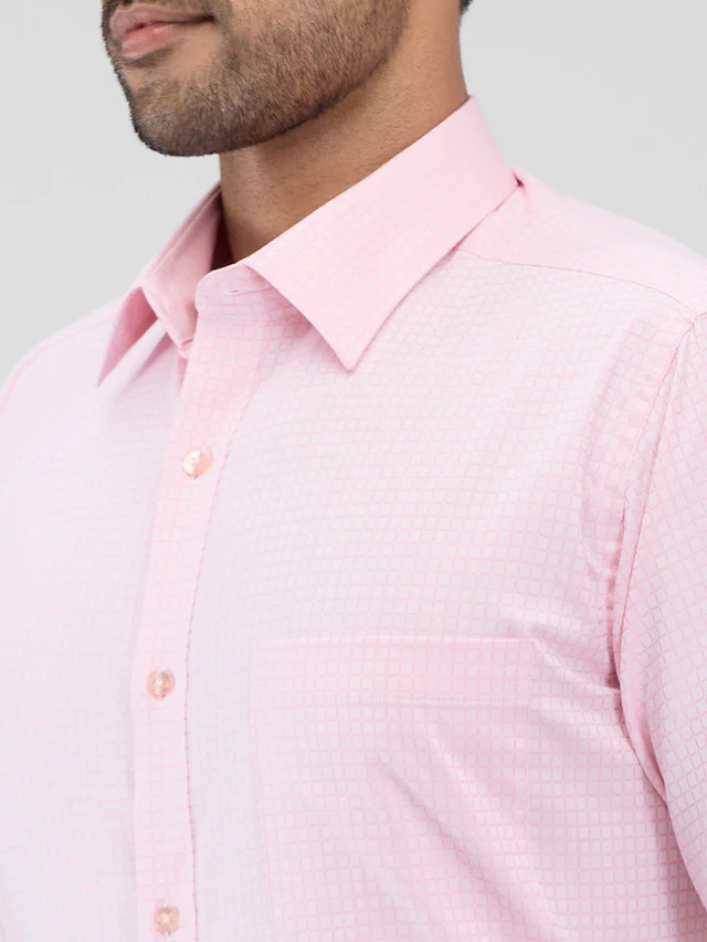 Raymond Pink Checks Slim Fit Cotton Formal Shirt - Image 6