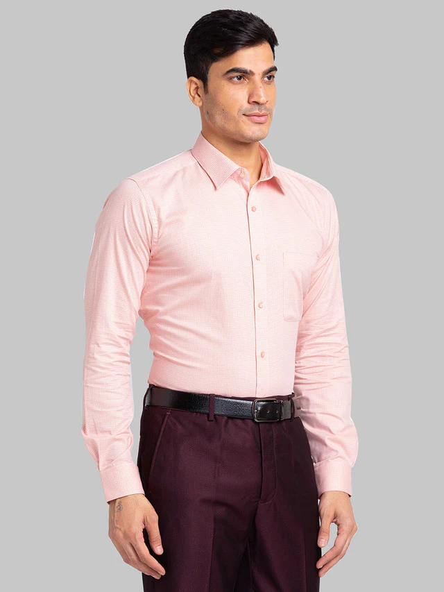 Raymond Men Pink Checks Cotton Formal Shirt - Image 2