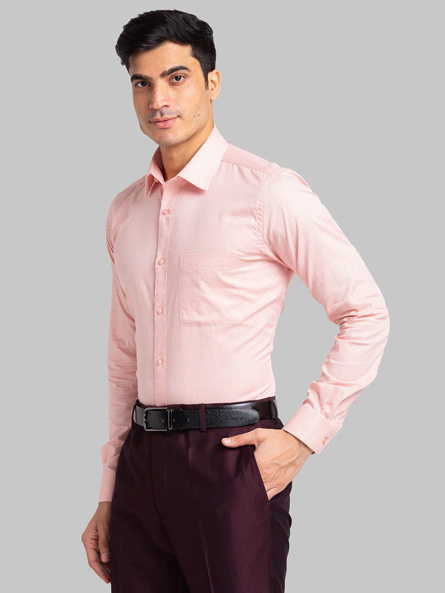 Raymond Men Pink Checks Cotton Formal Shirt - Image 3