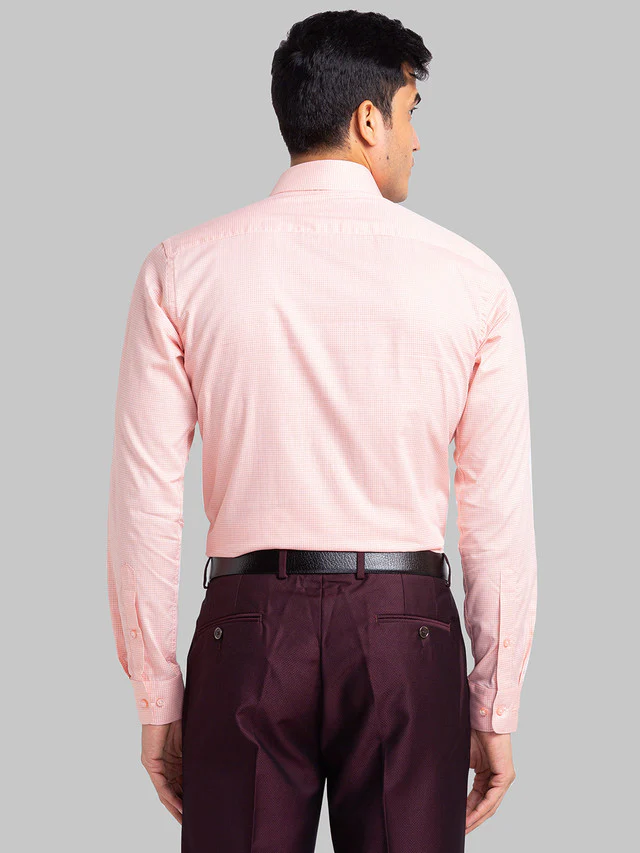 Raymond Men Pink Checks Cotton Formal Shirt - Image 4