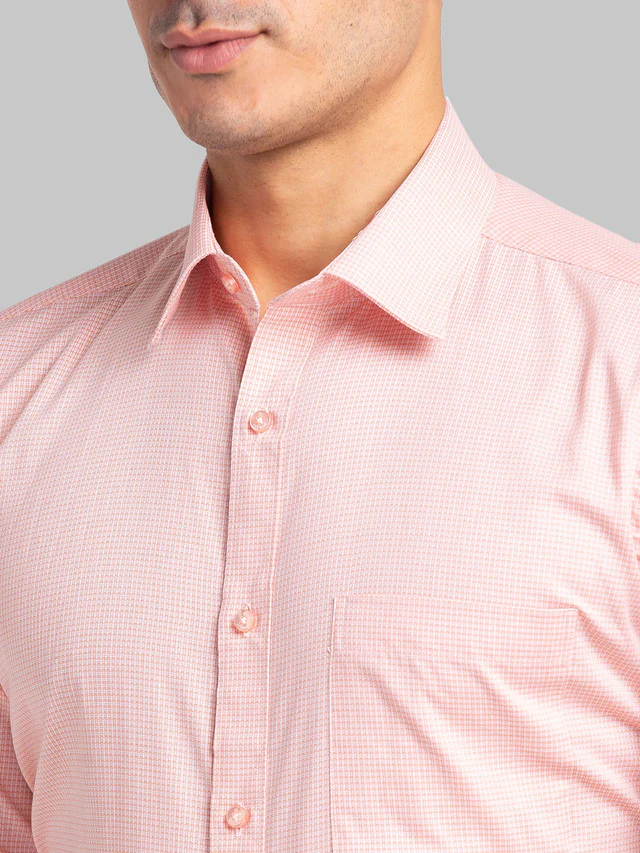 Raymond Men Pink Checks Cotton Formal Shirt - Image 6