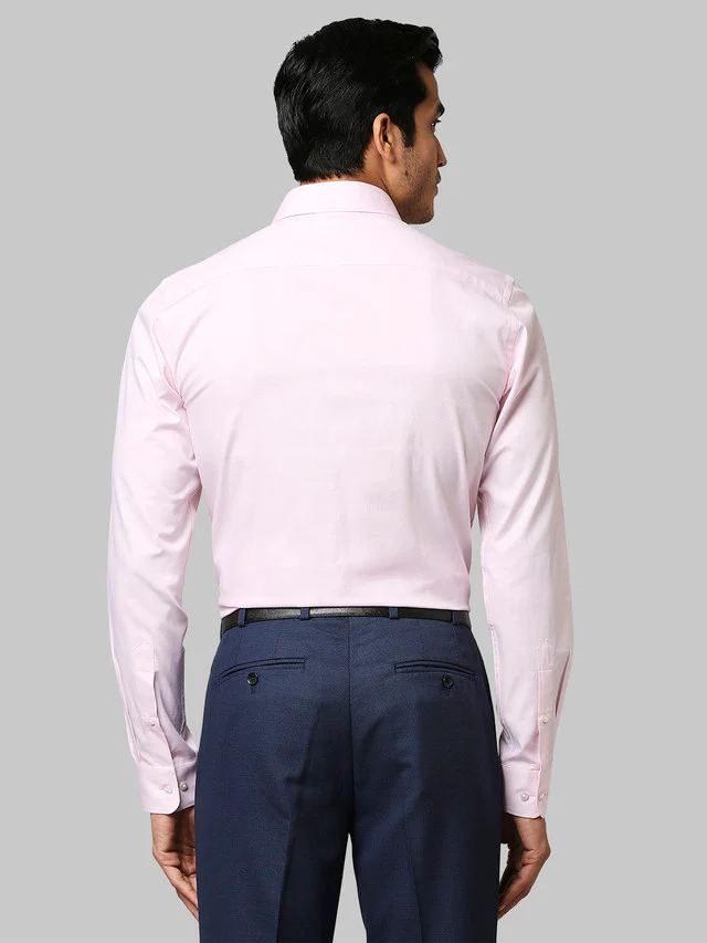 Raymond Pink Solid Slim Fit Cotton Formal Shirt - Image 4