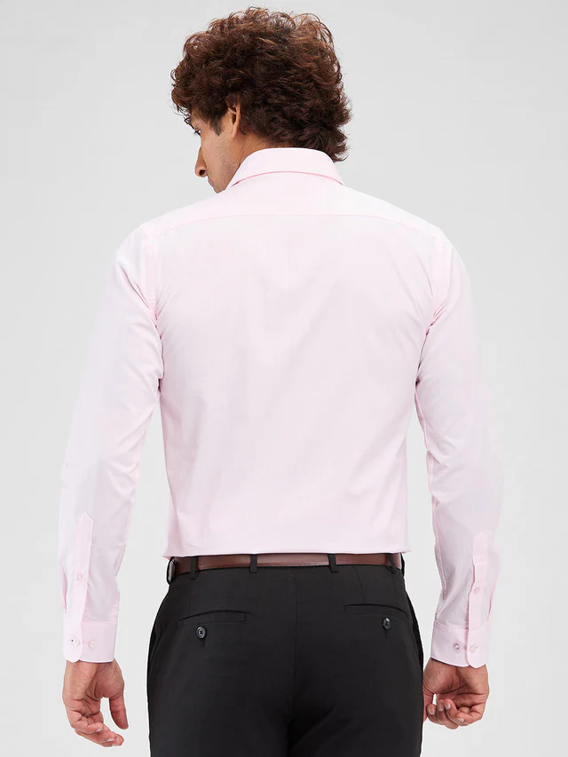 Raymond Pink Solid Slim Fit Cotton Formal Shirt - Image 4