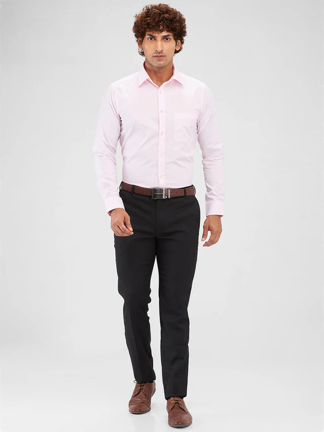 Raymond Pink Solid Slim Fit Cotton Formal Shirt - Image 5