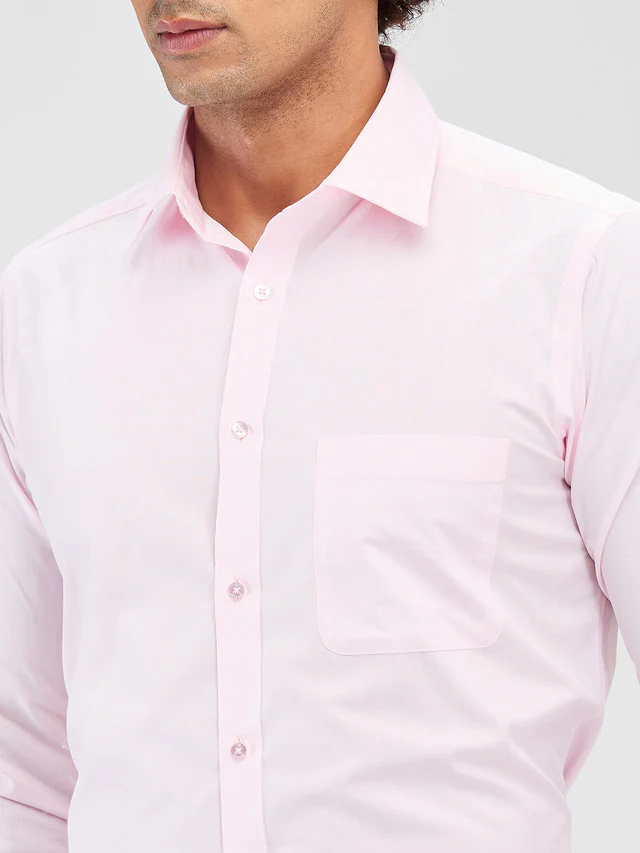 Raymond Pink Solid Slim Fit Cotton Formal Shirt - Image 6