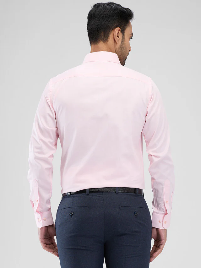 Raymond Pink Solid Slim Fit Cotton Formal Shirt - Image 4