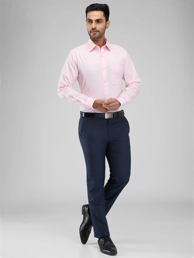 Raymond Pink Solid Slim Fit Cotton Formal Shirt - Image 5