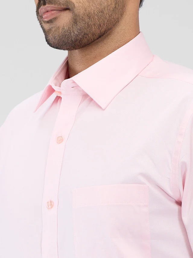 Raymond Pink Solid Slim Fit Cotton Formal Shirt - Image 6