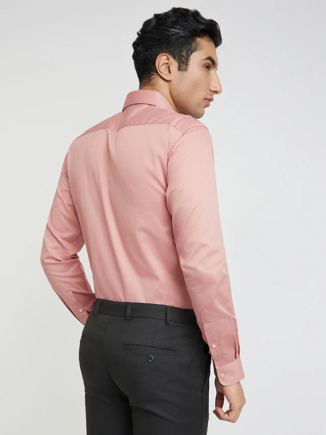 Raymond Men Pink Slim Fit Solid Formal Shirt - Image 5