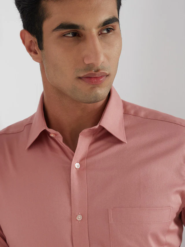 Raymond Men Pink Slim Fit Solid Formal Shirt - Image 7