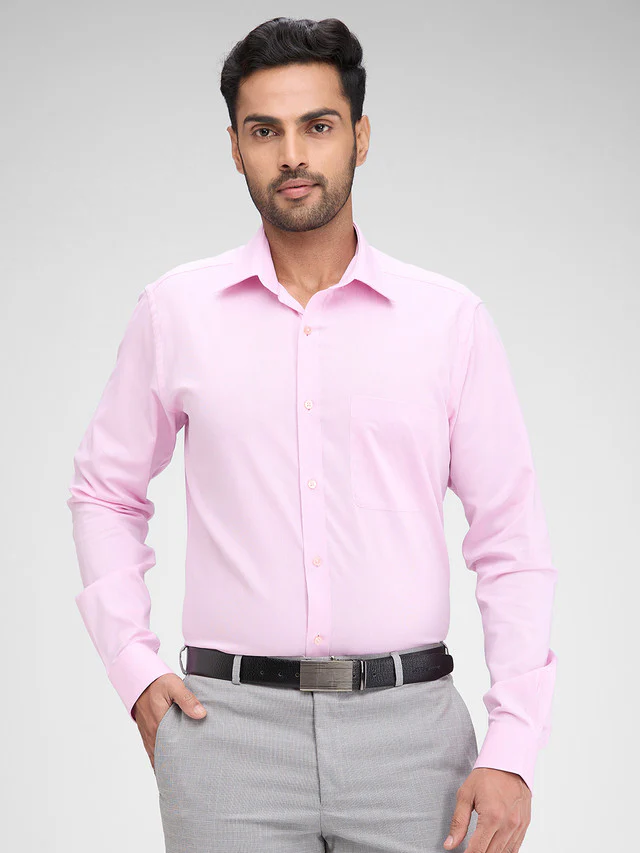 Raymond Pink Structure Slim Fit Full Sleeve Cotton Shirt