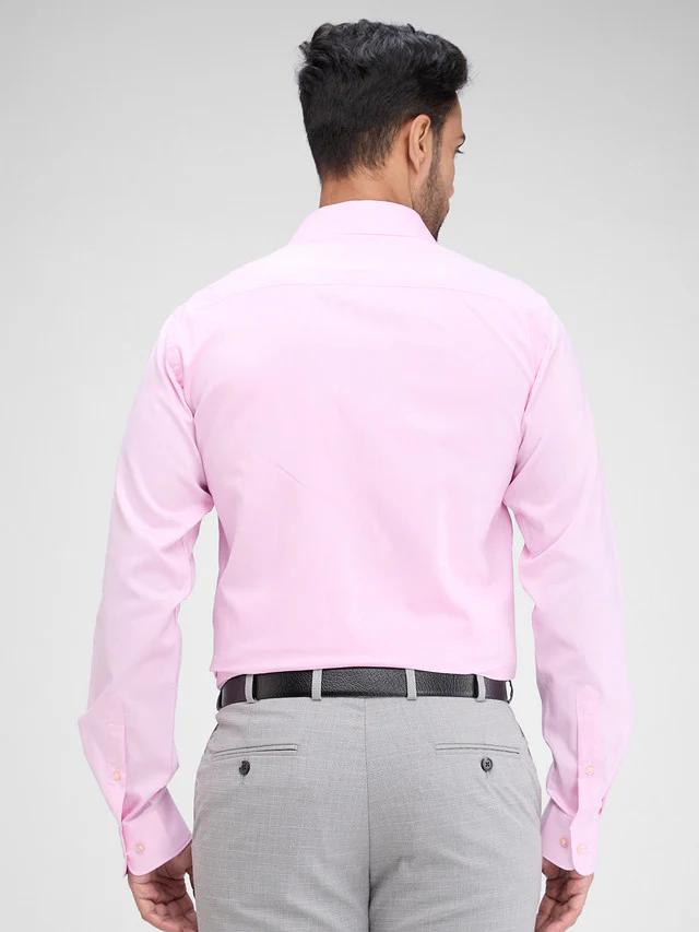 Raymond Pink Structure Slim Fit Full Sleeve Cotton Shirt - Image 5