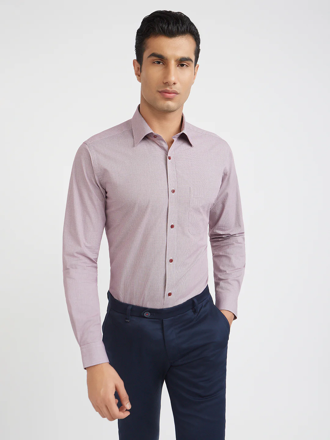 Raymond Purple Checks Slim Fit Full Sleeve Cotton Shirt