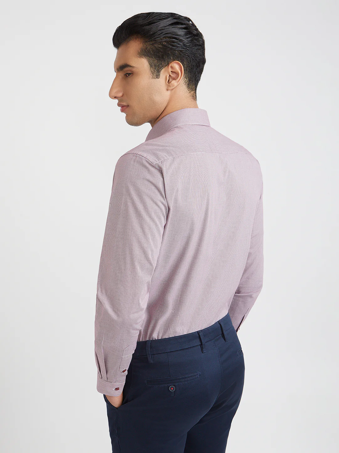 Raymond Purple Checks Slim Fit Full Sleeve Cotton Shirt - Image 5