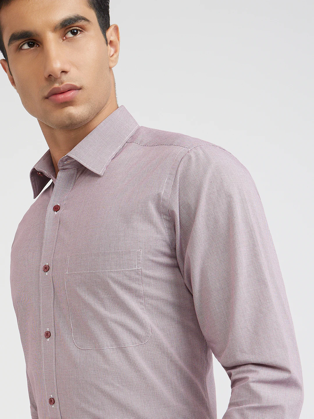 Raymond Purple Checks Slim Fit Full Sleeve Cotton Shirt - Image 6