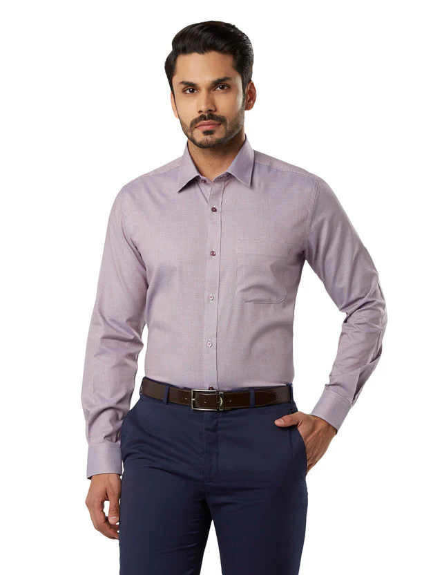 Raymond Purple Slim Fit Full Sleeve Cotton Shirt