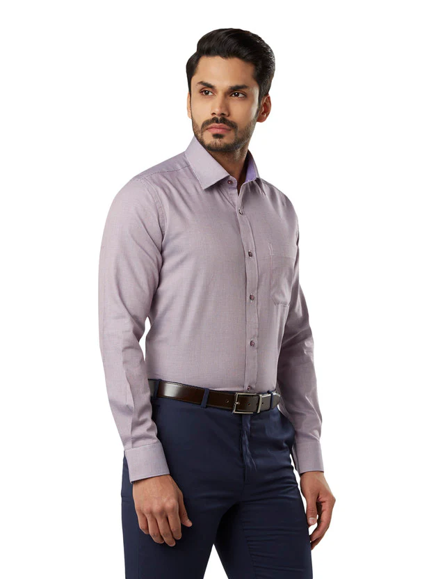 Raymond Purple Slim Fit Full Sleeve Cotton Shirt - Image 2