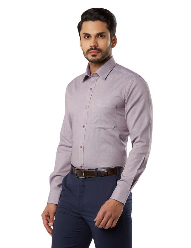 Raymond Purple Slim Fit Full Sleeve Cotton Shirt - Image 3