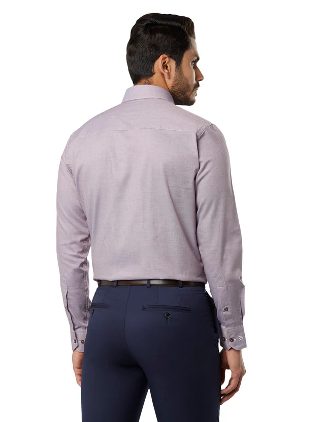 Raymond Purple Slim Fit Full Sleeve Cotton Shirt - Image 4