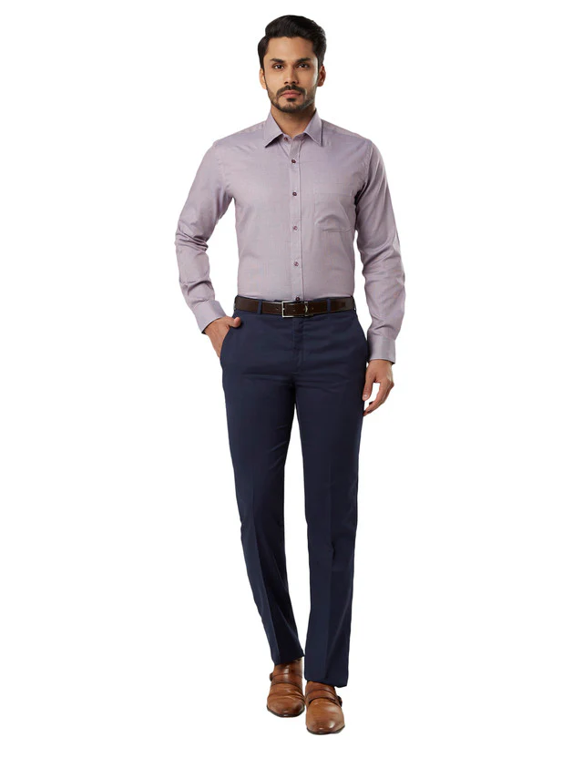 Raymond Purple Slim Fit Full Sleeve Cotton Shirt - Image 5