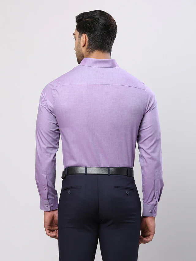Raymond Purple Solid Slim Fit Cotton Formal Shirt - Image 4