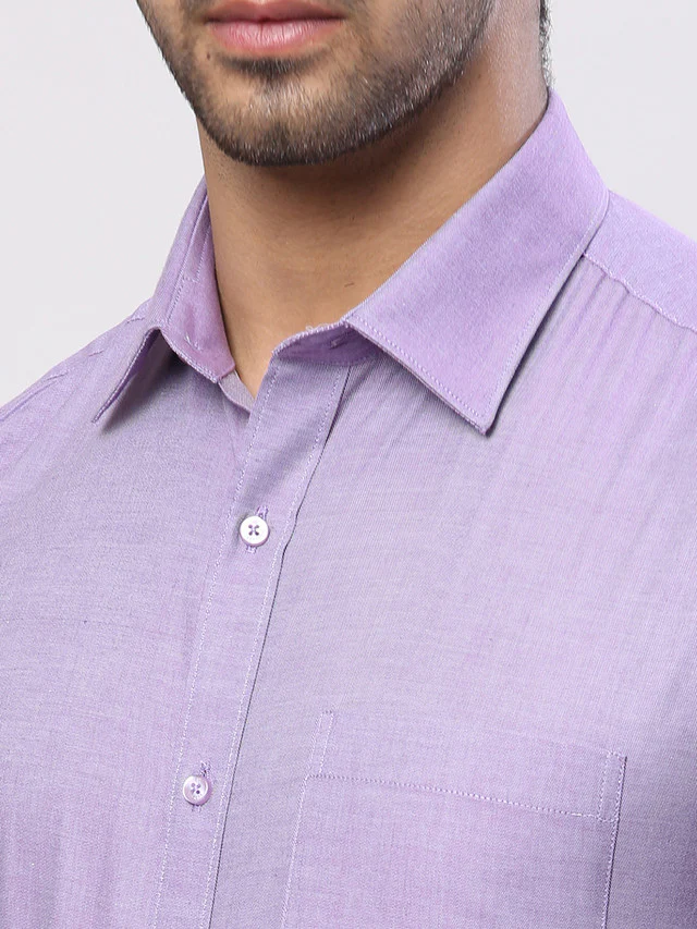 Raymond Purple Solid Slim Fit Cotton Formal Shirt - Image 6