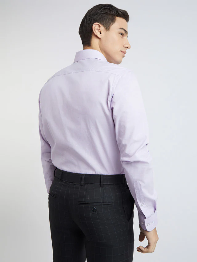 Raymond Purple Solid Slim Fit Full Sleeve Cotton Shirt - Image 5